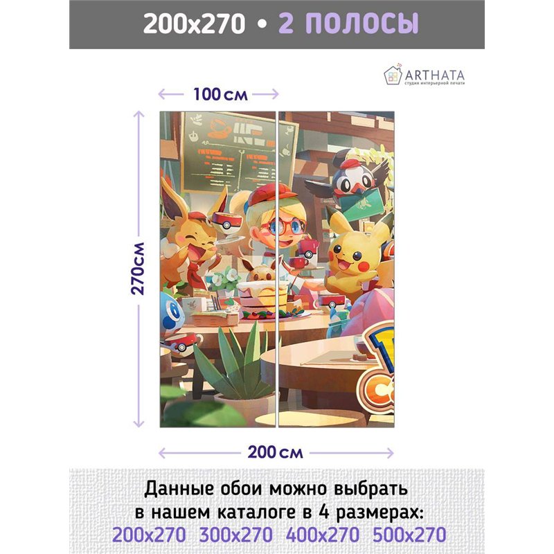 Фотообои на стену детские мультфильм Pokemon 200x270
