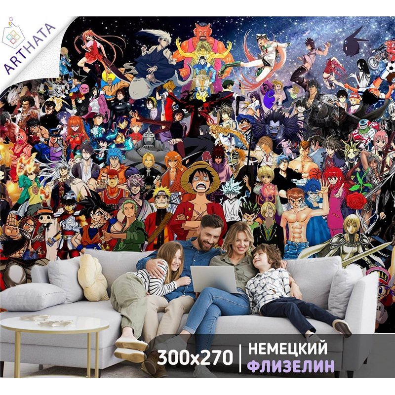 Фотообои детские флизелиновые Манга герои 300x270