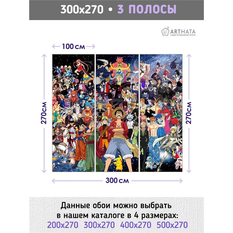 Фотообои детские флизелиновые Манга герои 300x270