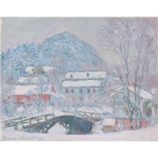 Картина на холсте по фото Модульные картины Печать портретов на холсте Норвегия, деревня Сандвикен в снегу