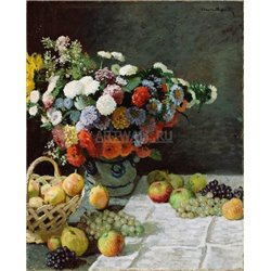 Натюрморт с цветами и фруктами - Модульная картины, Репродукции, Декоративные панно, Декор стен