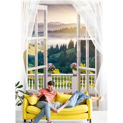 Фотообои на стену расширяющие пространство - Балконы и окна с 3D эффектом. Обои для гостиной, для кухни, для спальни. Размер - 2