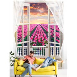 Фотообои на стену расширяющие пространство - Балконы и окна с 3D эффектом. Обои для гостиной, для кухни, для спальни. Размер - 2