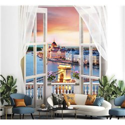 Фотообои на стену расширяющие пространство - Балконы и окна с 3D эффектом. Обои для гостиной, для кухни, для спальни. Размер - 2