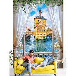 Фотообои на стену расширяющие пространство - Балконы и окна с 3D эффектом. Обои для гостиной, для кухни, для спальни. Размер - 2