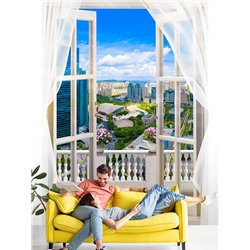 Фотообои на стену расширяющие пространство - Балконы и окна с 3D эффектом. Обои для гостиной, для кухни, для спальни. Размер - 2