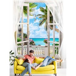 Фотообои на стену расширяющие пространство - Балконы и окна с 3D эффектом. Обои для гостиной, для кухни, для спальни. Размер - 2