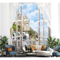 Фотообои на стену расширяющие пространство - Балконы и окна с 3D эффектом. Обои для гостиной, для кухни, для спальни. Размер - 2
