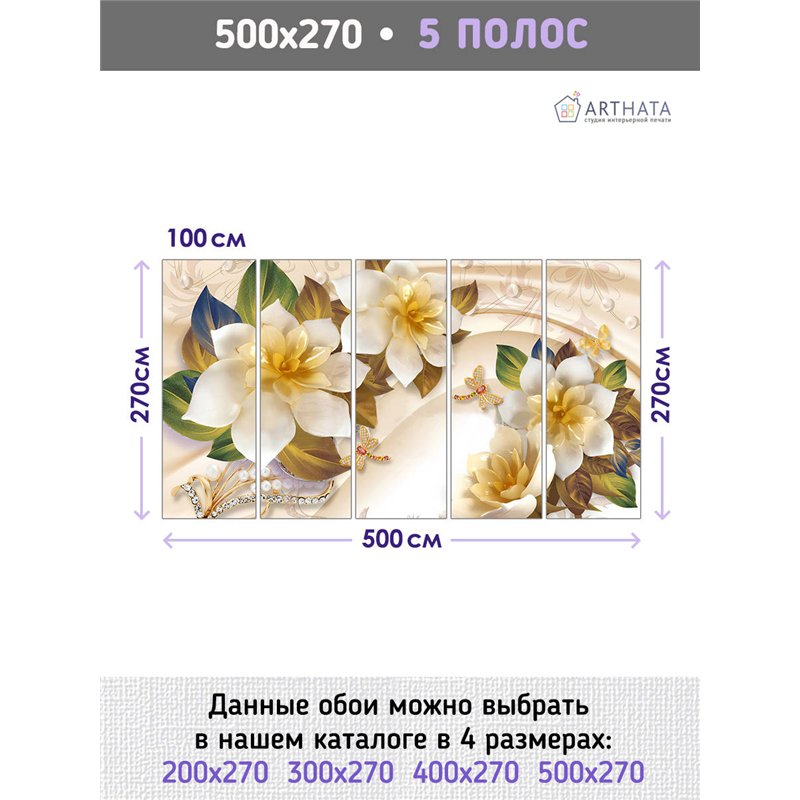 Фотообои для интерьера - 500х270см из 5и полос. Обои для стен, оформление спальни, детской комнаты, кухни, гостинной.