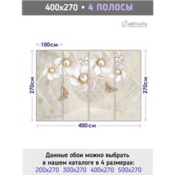 Фотообои для интерьера - 400х270см из 4х полос. Обои для стен, оформление спальни, детской комнаты, кухни, гостинной.