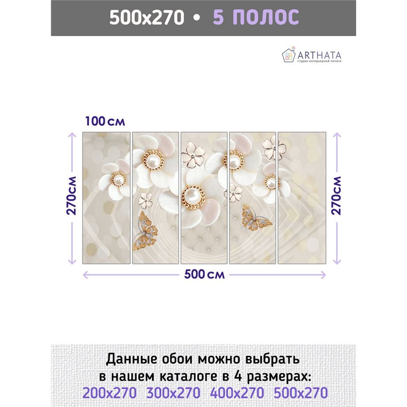 Фотообои для интерьера - 500х270см из 5и полос. Обои для стен, оформление спальни, детской комнаты, кухни, гостинной.