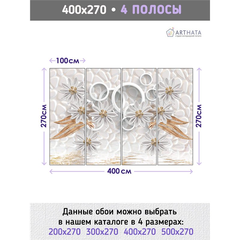 Фотообои для интерьера - 400х270см из 4х полос. Обои для стен, оформление спальни, детской комнаты, кухни, гостинной.