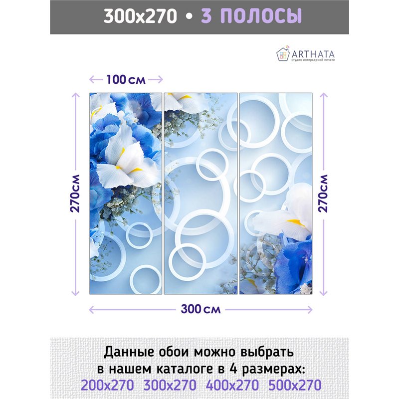 Фотообои для интерьера - 300х270см из 3х полос. Обои для стен, оформление спальни, детской комнаты, кухни, гостинной.