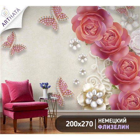 Фотообои для интерьера - 200х270см из 2х полос. Обои для стен, оформление спальни, детской комнаты, кухни, гостинной.