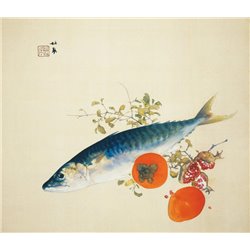 Такечи Сейхо «Осенняя рыба и созревшие дикие фрукты» - Модульная картины, Репродукции, Декоративные панно, Декор стен