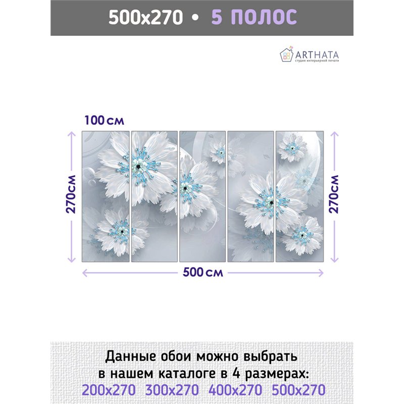 Фотообои для интерьера - 500х270см из 5и полос. Обои для стен, оформление спальни, детской комнаты, кухни, гостинной.