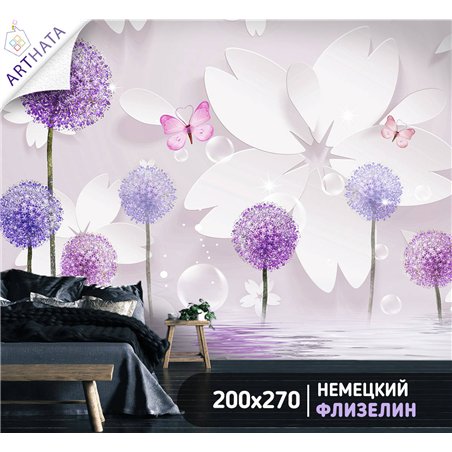Фотообои для интерьера - 200х270см из 2х полос. Обои для стен, оформление спальни, детской комнаты, кухни, гостинной.