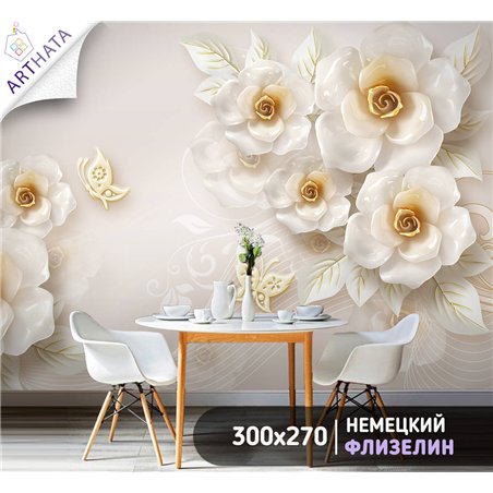 Фотообои для интерьера - 300х270см из 3х полос. Обои для стен, оформление спальни, детской комнаты, кухни, гостинной.