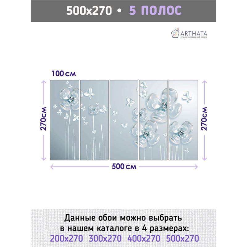 Фотообои для интерьера - 500х270см из 5и полос. Обои для стен, оформление спальни, детской комнаты, кухни, гостинной.