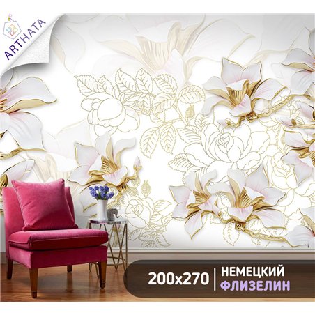 Фотообои для интерьера - 200х270см из 2х полос. Обои для стен, оформление спальни, детской комнаты, кухни, гостинной.