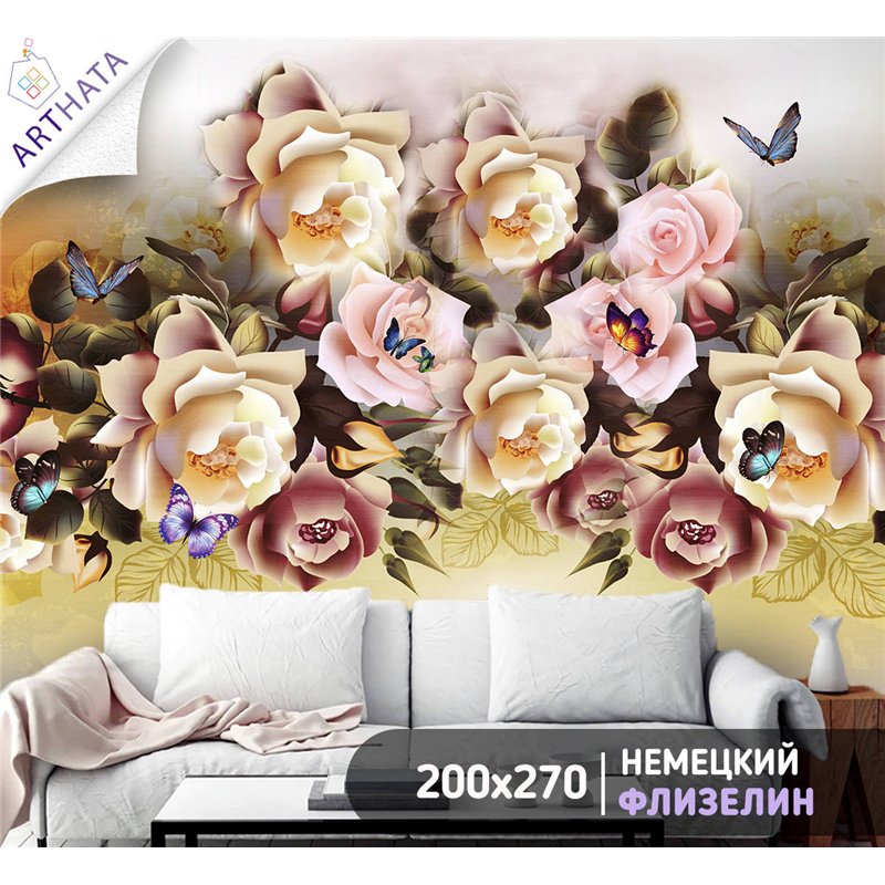 Фотообои для интерьера - 200х270см из 2х полос. Обои для стен, оформление спальни, детской комнаты, кухни, гостинной.