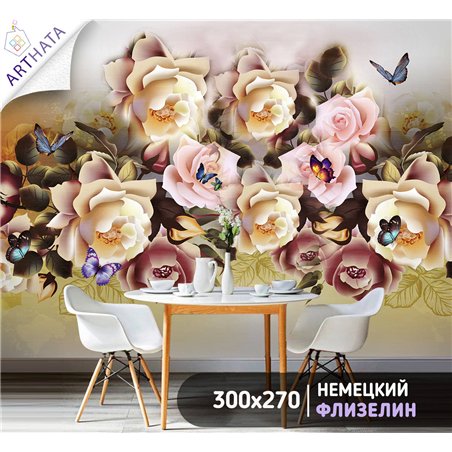 Фотообои для интерьера - 300х270см из 3х полос. Обои для стен, оформление спальни, детской комнаты, кухни, гостинной.