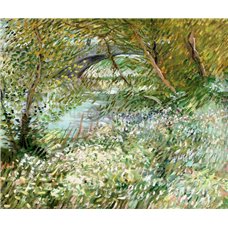 Картина на холсте по фото Модульные картины Печать портретов на холсте Берега Сены и понтонный мост в Клиши весной