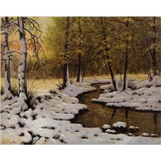 Картина на холсте по фото Модульные картины Печать портретов на холсте Лесной ручей зимой