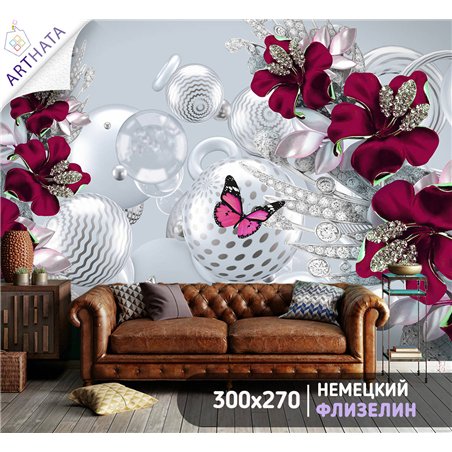 Фотообои для интерьера - 300х270см из 3х полос. Обои для стен, оформление спальни, детской комнаты, кухни, гостинной.