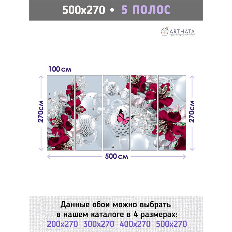 Фотообои для интерьера - 500х270см из 5и полос. Обои для стен, оформление спальни, детской комнаты, кухни, гостинной.