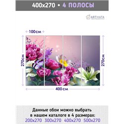Фотообои для интерьера - 400х270см из 4х полос. Обои для стен, оформление спальни, детской комнаты, кухни, гостинной.