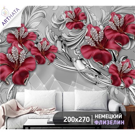 Фотообои для интерьера - 200х270см из 2х полос. Обои для стен, оформление спальни, детской комнаты, кухни, гостинной.