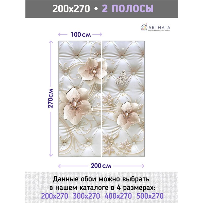 Фотообои для интерьера - 200х270см из 2х полос. Обои для стен, оформление спальни, детской комнаты, кухни, гостинной.