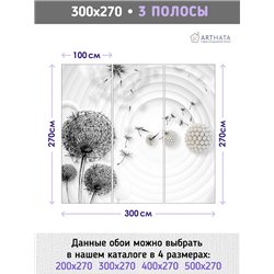 Фотообои для интерьера - 300х270см из 3х полос. Обои для стен, оформление спальни, детской комнаты, кухни, гостинной.