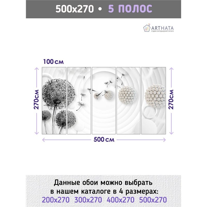 Фотообои для интерьера - 500х270см из 5и полос. Обои для стен, оформление спальни, детской комнаты, кухни, гостинной.