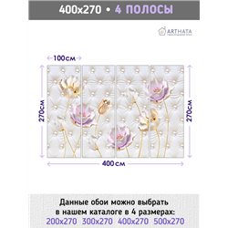 Фотообои для интерьера - 400х270см из 4х полос. Обои для стен, оформление спальни, детской комнаты, кухни, гостинной.