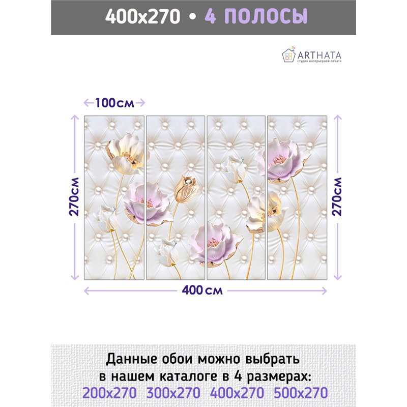 Фотообои для интерьера - 400х270см из 4х полос. Обои для стен, оформление спальни, детской комнаты, кухни, гостинной.