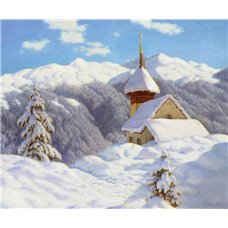 Картина на холсте по фото Модульные картины Печать портретов на холсте Зимний пейзаж с маленькой церковью