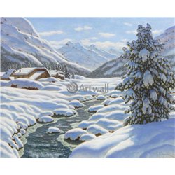 Зимний пейзаж в горах - Модульная картины, Репродукции, Декоративные панно, Декор стен