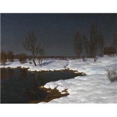 Картина на холсте по фото Модульные картины Печать портретов на холсте Зимний  ночной пейзаж