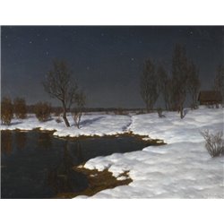 Зимний  ночной пейзаж - Модульная картины, Репродукции, Декоративные панно, Декор стен