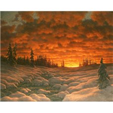 Картина на холсте по фото Модульные картины Печать портретов на холсте Закат зимой