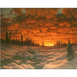 Закат зимой - Модульная картины, Репродукции, Декоративные панно, Декор стен