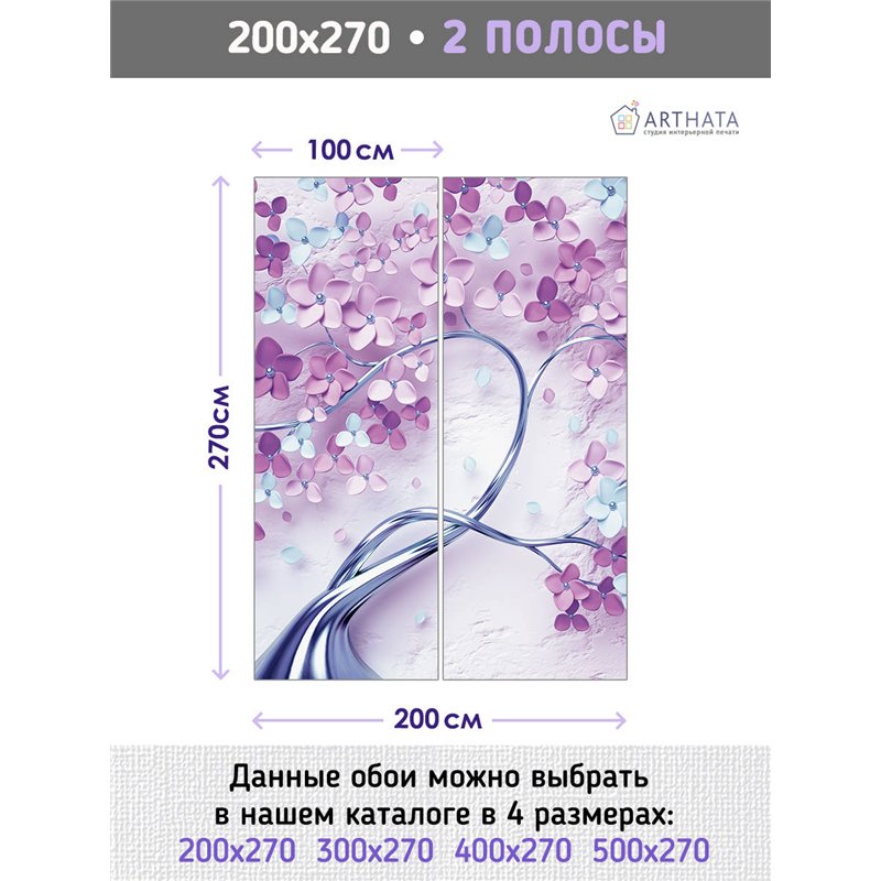 Фотообои для интерьера - 200х270см из 2х полос. Обои для стен, оформление спальни, детской комнаты, кухни, гостинной.