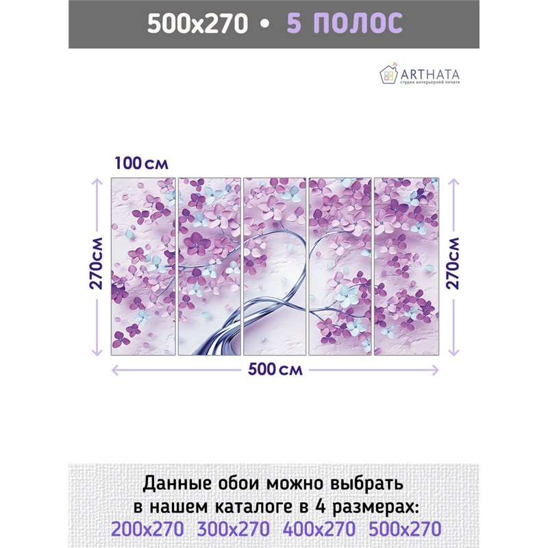 Фотообои для интерьера - 500х270см из 5и полос. Обои для стен, оформление спальни, детской комнаты, кухни, гостинной.