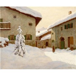 Деревня в снегу - Модульная картины, Репродукции, Декоративные панно, Декор стен
