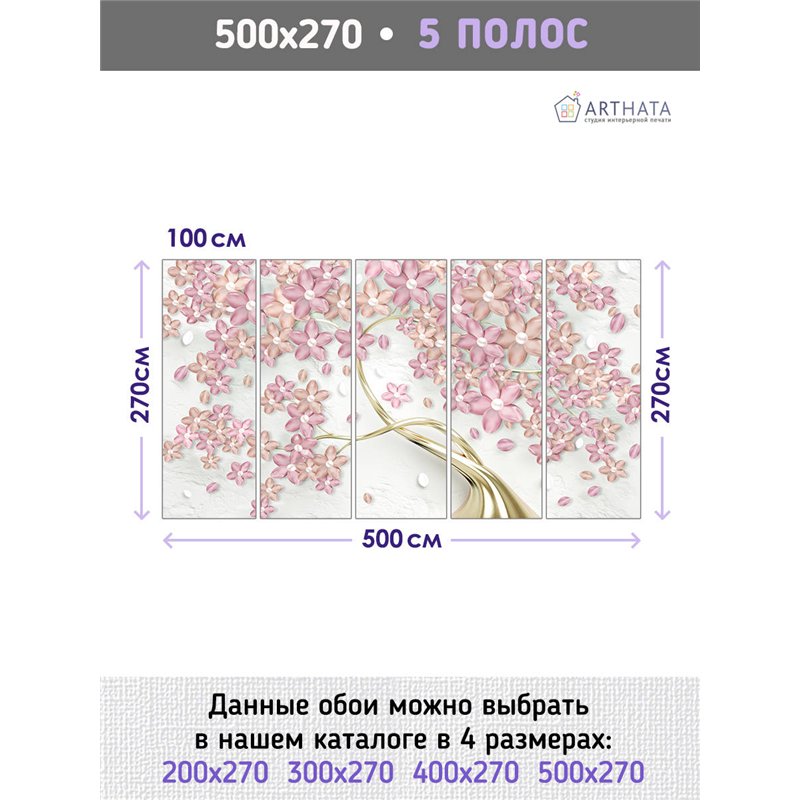 Фотообои для интерьера - 500х270см из 5и полос. Обои для стен, оформление спальни, детской комнаты, кухни, гостинной.