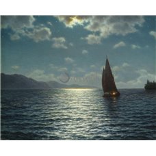 Картина на холсте по фото Модульные картины Печать портретов на холсте Восход луны, озеро Леман