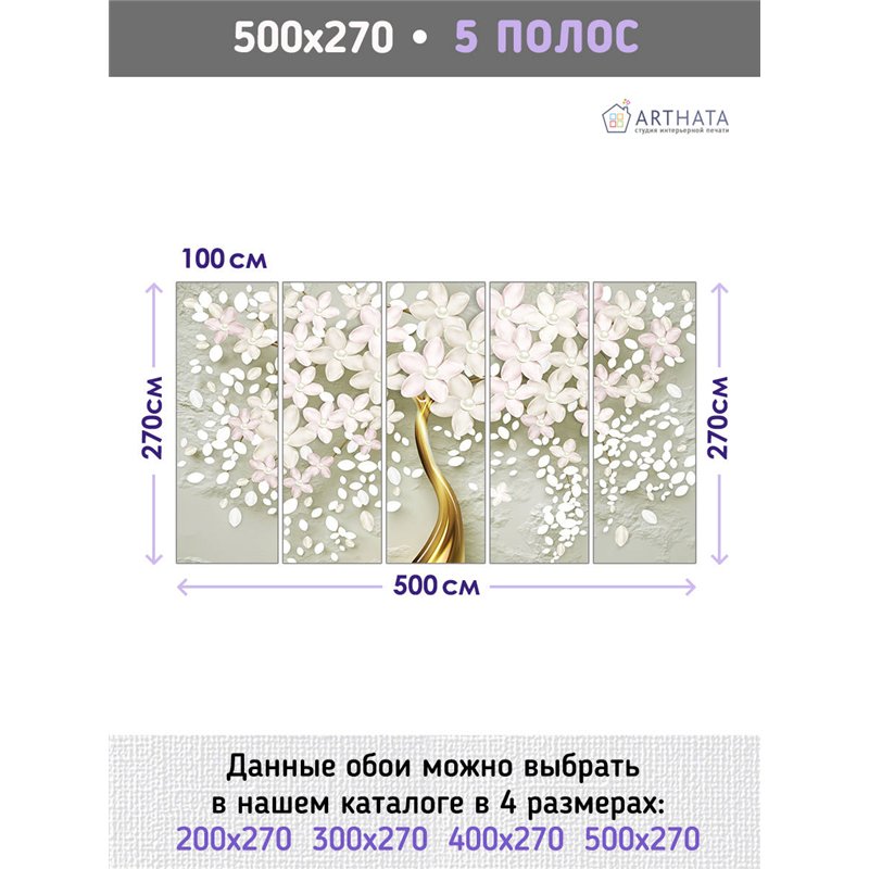 Фотообои для интерьера - 500х270см из 5и полос. Обои для стен, оформление спальни, детской комнаты, кухни, гостинной.