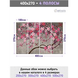 Фотообои для интерьера - 400х270см из 4х полос. Обои для стен, оформление спальни, детской комнаты, кухни, гостинной.